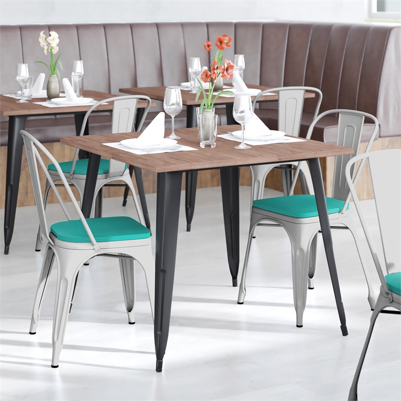 Afuera Living All-Weather Commercial Stack Chair & Poly Resin Seat in White/Mint