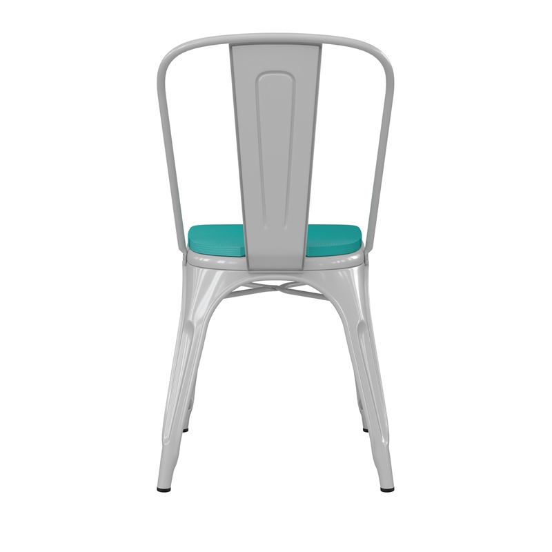 Afuera Living All-Weather Commercial Stack Chair & Poly Resin Seat in White/Mint