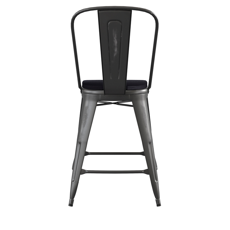 Afuera Living Counter Height Stool with Poly Resin Seat in Black/Black