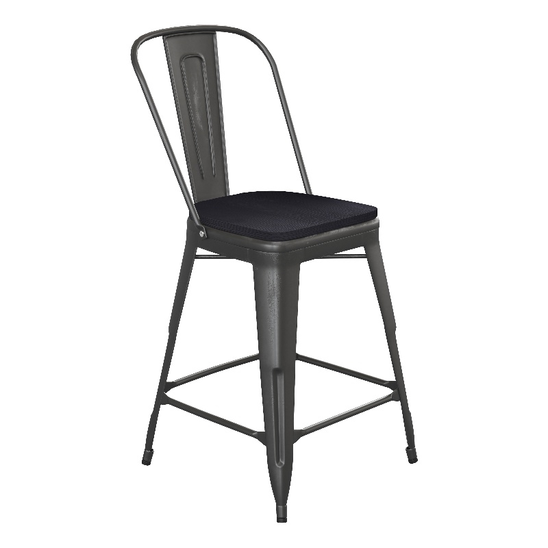 Afuera Living Counter Height Stool with Poly Resin Seat in Black/Black