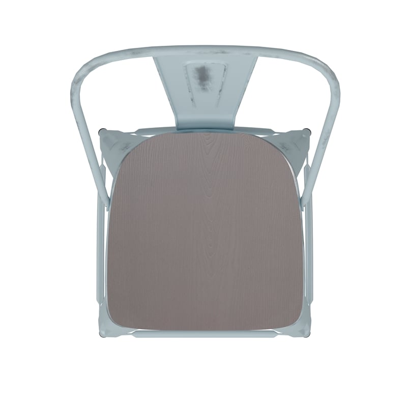 Afuera Living Counter Height Stool with Poly Resin Seat in Green in Blue/Gray