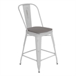 Afuera Living Counter Height Stool with Poly Resin Seat in White/Gray