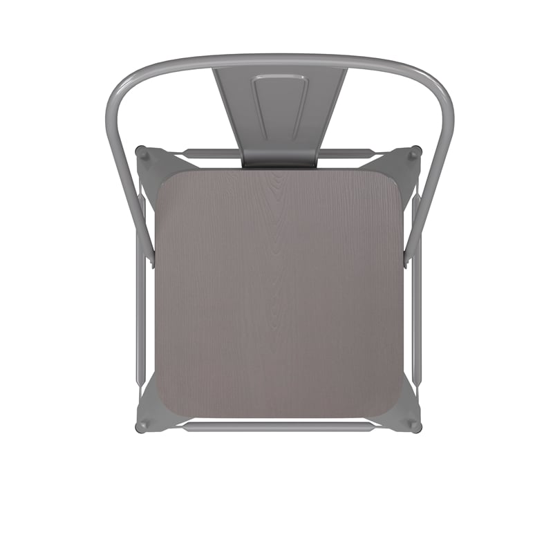 Afuera Living Counter Stool with Removable Back/Poly Seat in Silver/Gray