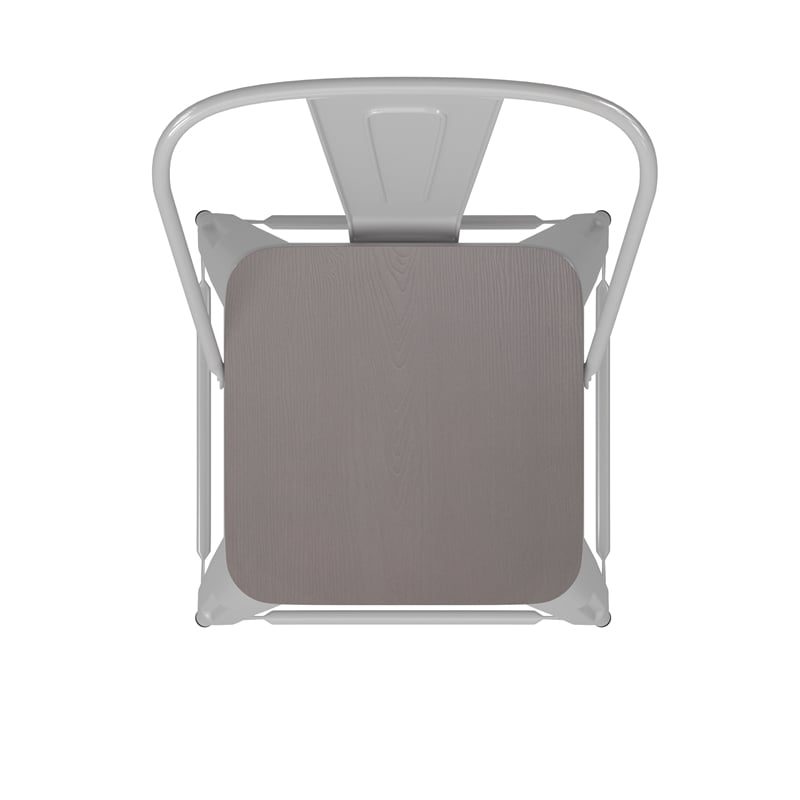 Afuera Living Counter Stool with Removable Back/Poly Seat in White/Gray