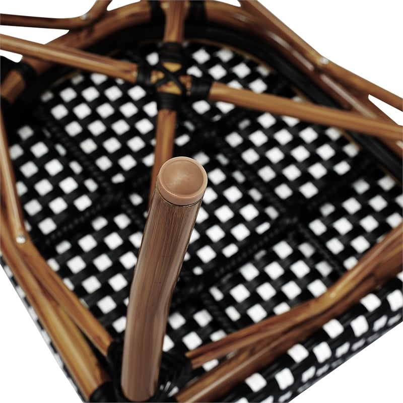 Afuera Living 2 Pack Paris Chair with Natural Metal Frame in Black/White