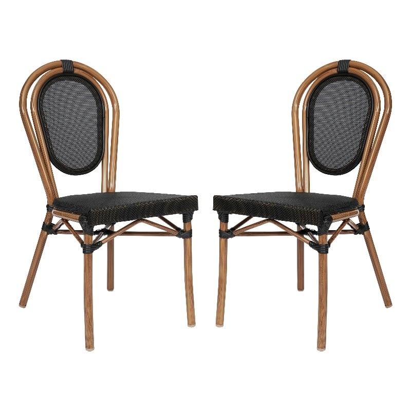 Afuera Living 2 Pack All-Weather Paris Chairs with Natural Metal Frames in Black