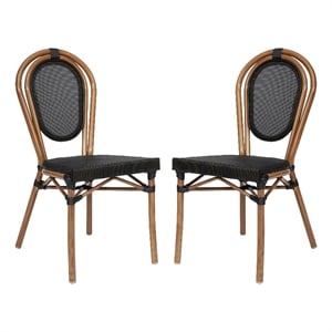 Afuera Living 2 Pack All-Weather Paris Chairs with Natural Metal Frames in Black