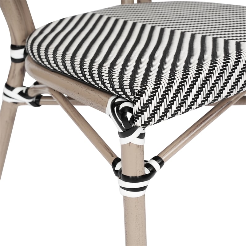 Afuera Living 2 Paris Chairs with LT Natural Metal Frame in Black/White