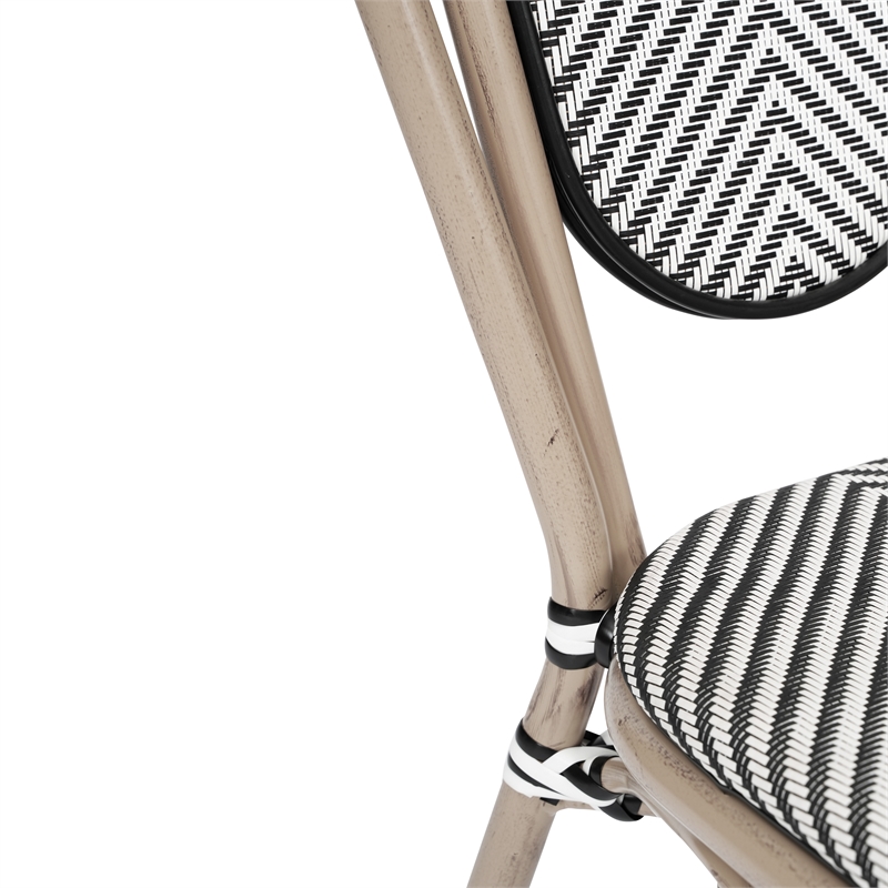 Afuera Living 2 Paris Chairs with LT Natural Metal Frame in Black/White