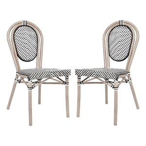 Afuera Living 2 Paris Chairs with LT Natural Metal Frame in Black/White