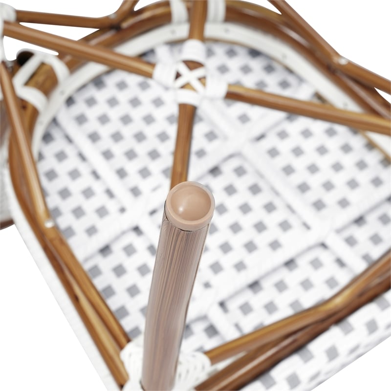 Afuera Living 2 Pack Paris Chair with Bamboo Print Metal Frame in White/Gray