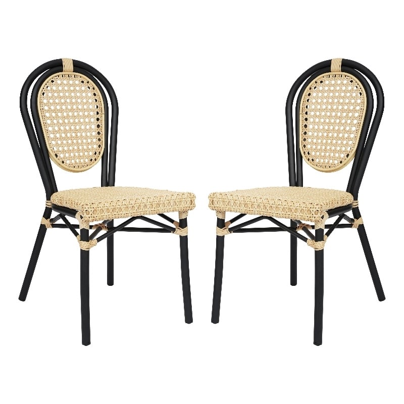 Afuera Living 2 Pack All-Weather Paris Chairs with Black Metal Frames in Natural