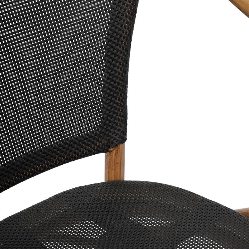 Afuera Living 2 Pack Paris Chairs with Arms & Natural Metal Frame in Black