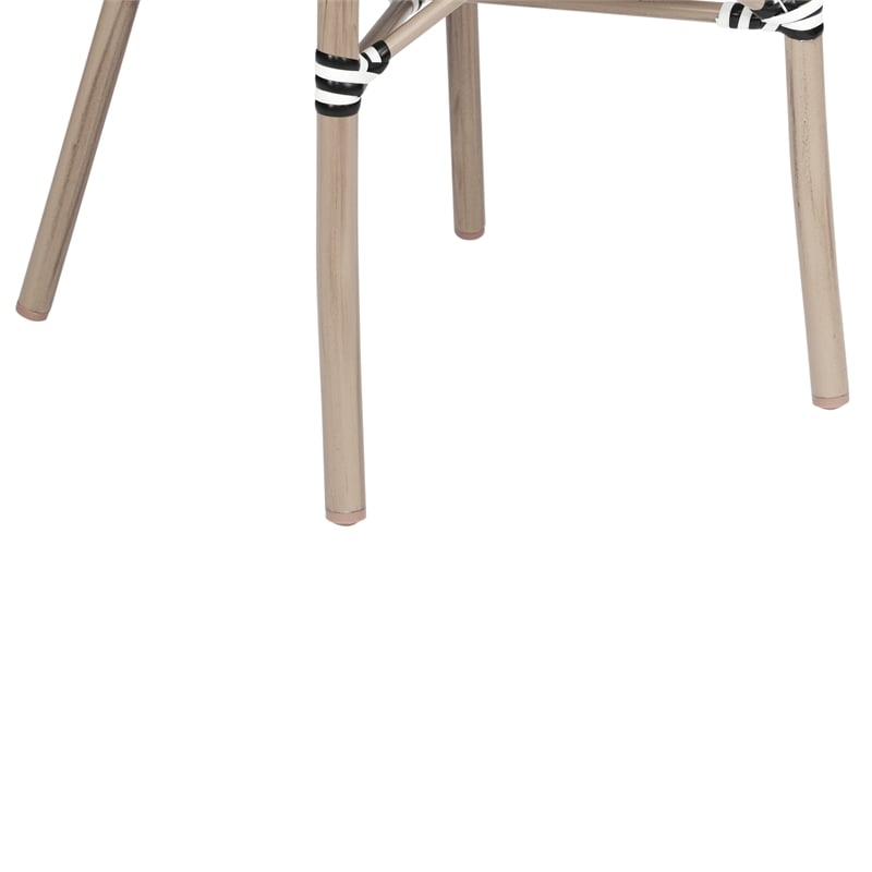 Afuera Living 2 Paris Chairs with Arms & LT NAT Metal Frame in Black/White
