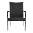 Afuera Living Stacking Steel Framed Black Wicker Dining Armchairs - 2 Pack