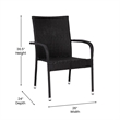Afuera Living Stacking Steel Framed Black Wicker Dining Armchairs - 2 Pack