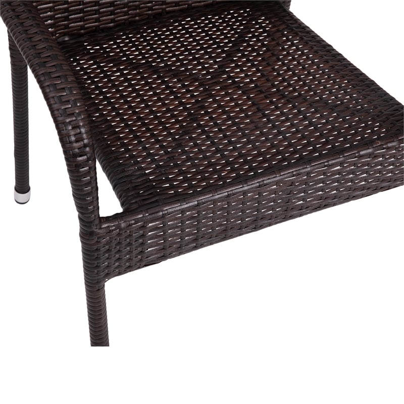 Afuera Living Stacking Steel Framed Espresso Wicker Dining Armchairs - 2 Pack