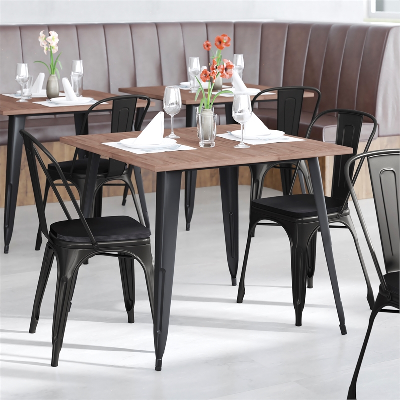 Afuera Living All-Weather Stack Chair & Poly Resin Seat in Black/Black