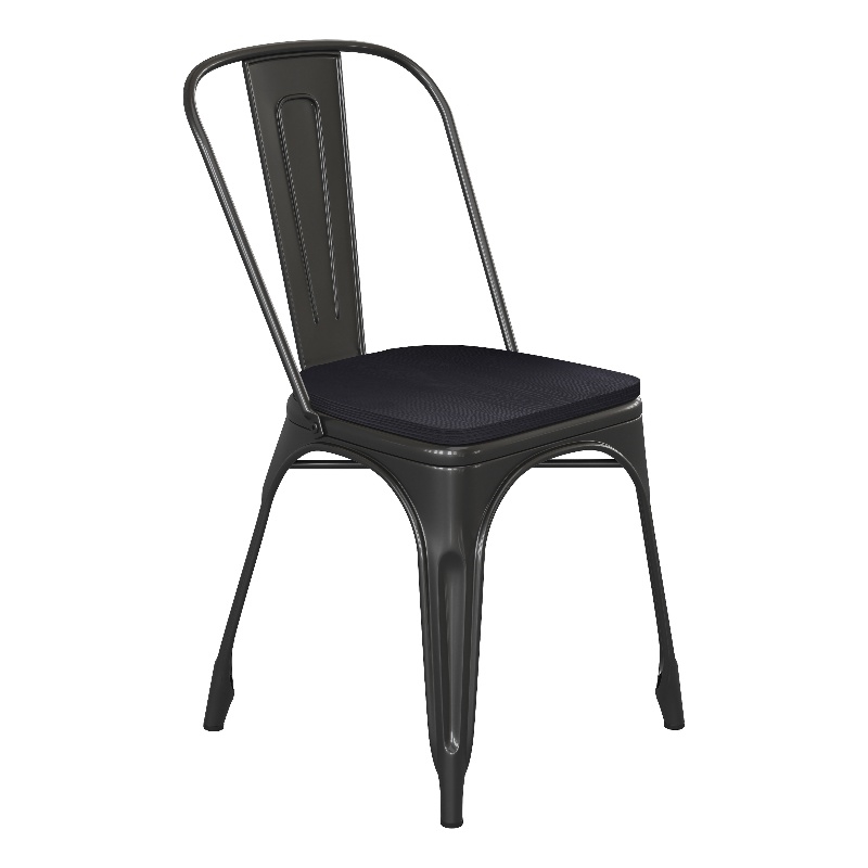 Afuera Living All-Weather Stack Chair & Poly Resin Seat in Black/Black