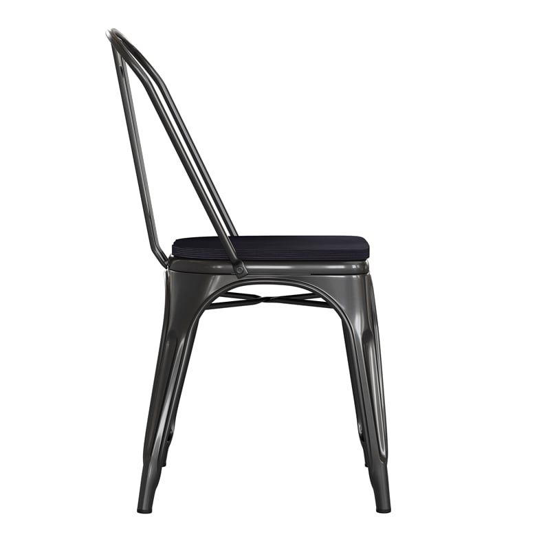 Afuera Living All-Weather Stack Chair & Poly Resin Seat in Black/Black