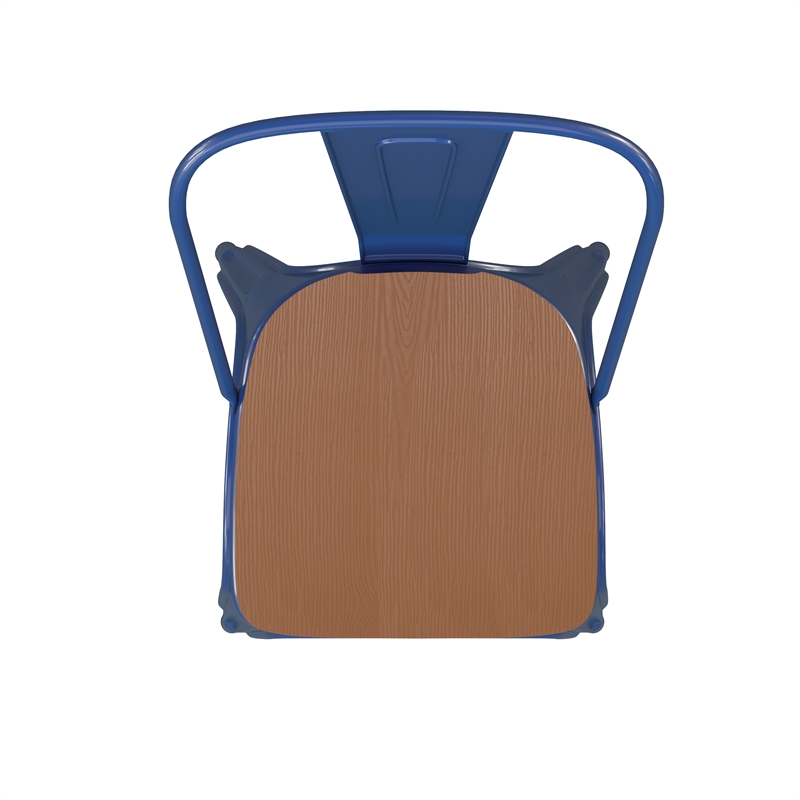 Afuera Living All-Weather Commercial Stack Chair & Poly Resin Seat in Blue/Teak