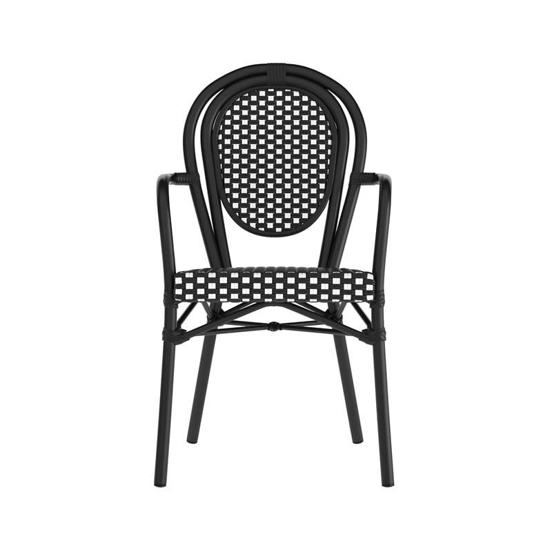 Afuera Living 2 Pack Paris Chairs with Black Metal Frame in White/Black