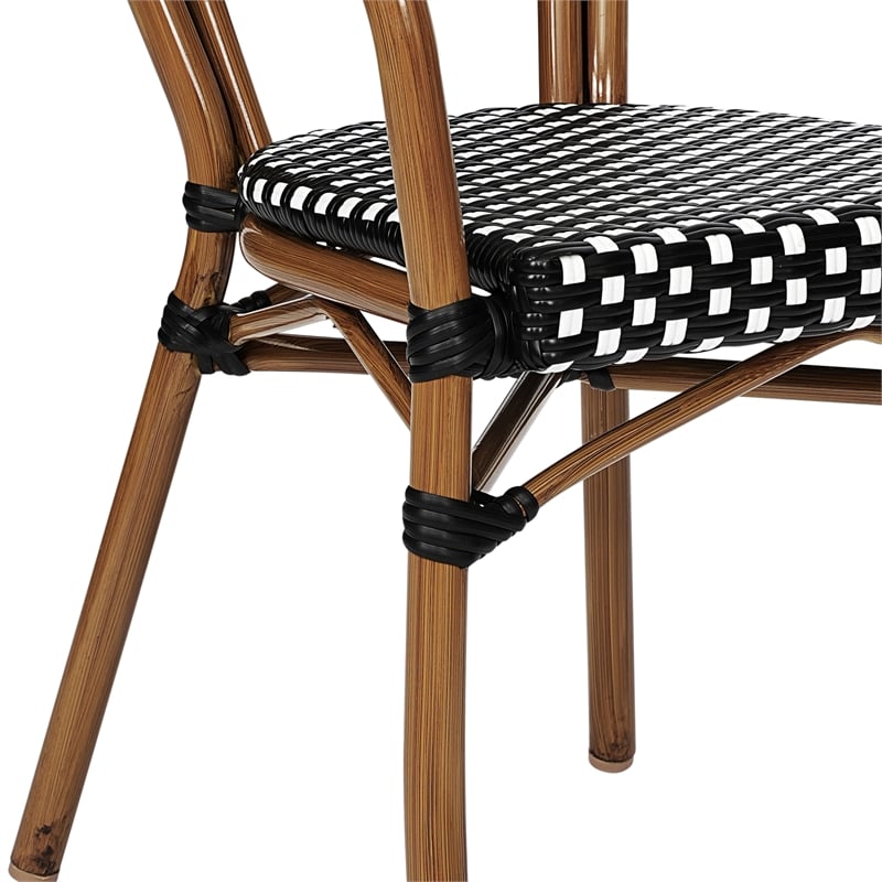 Afuera Living 2 Pack Paris Chairs with Arms with Metal Frame in Black/White