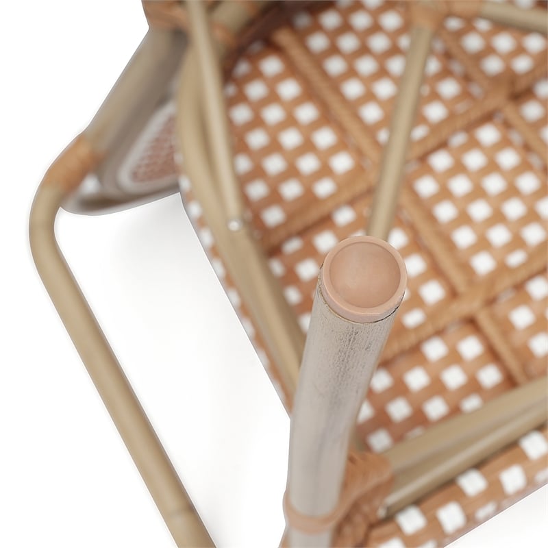 Afuera Living 2 Pack Paris Chairs with Bamboo Print Metal Frame in Natural/White