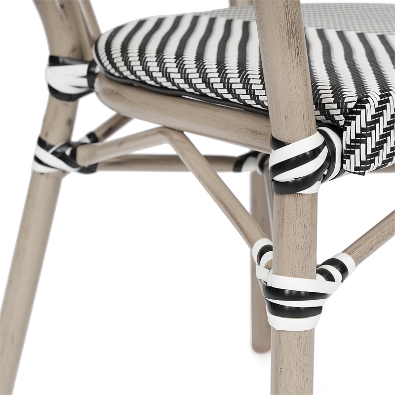 Afuera Living 2 Paris Chairs with Arms with Metal Frame in Black/White