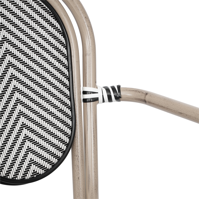 Afuera Living 2 Paris Chairs with Arms with Metal Frame in Black/White