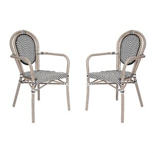 Afuera Living 2 Paris Chairs with Arms with Metal Frame in Black/White