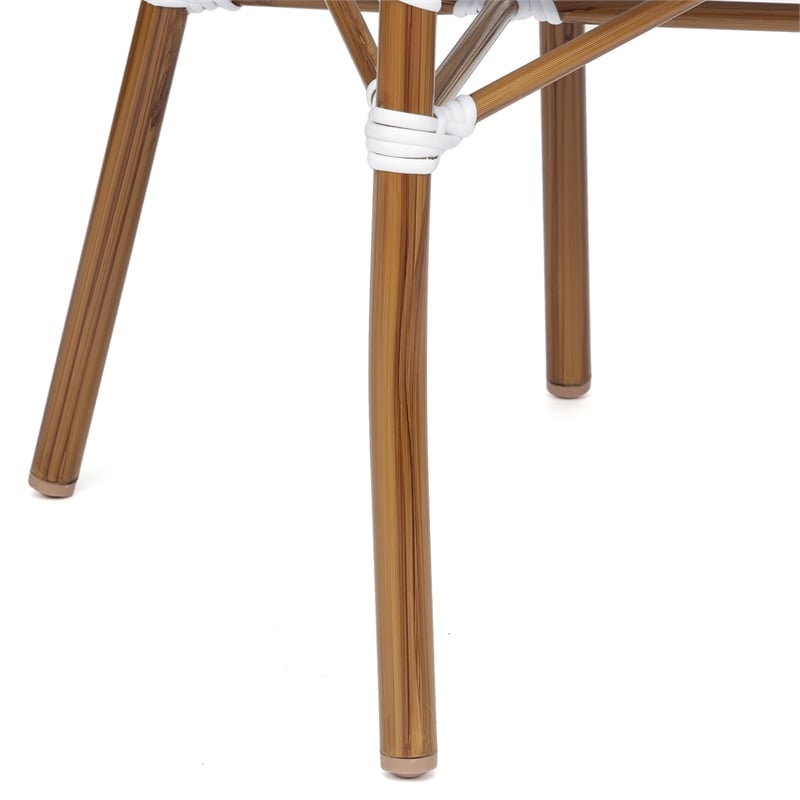 Afuera Living 2 Pack Paris Chairs with Bamboo Print Metal Frame in White/Gray