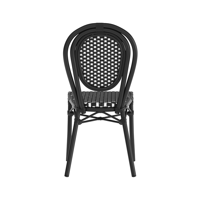 Afuera Living 2 Pack Paris Chair with Black Metal Frame in Black/White