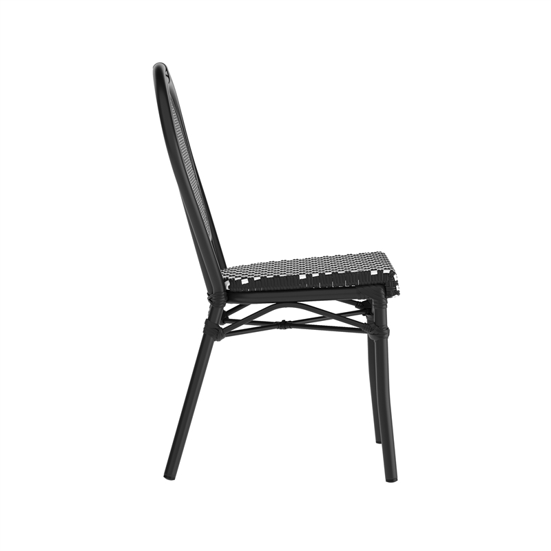 Afuera Living 2 Pack Paris Chair with Black Metal Frame in Black/White