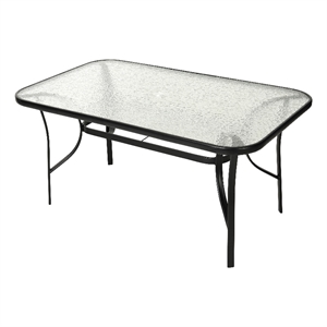 Afuera Living 35x59 Glass & Steel Patio Table with Umbrella Hole in Black