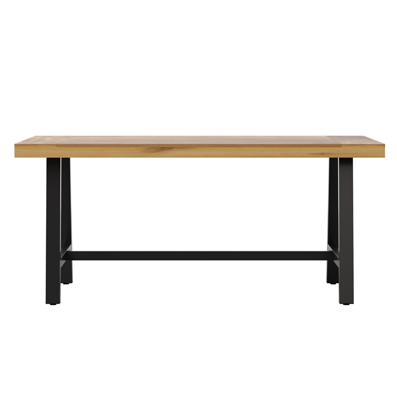 Afuera Living Acacia Wood Top Patio Table with Metal Base in Natural/Black