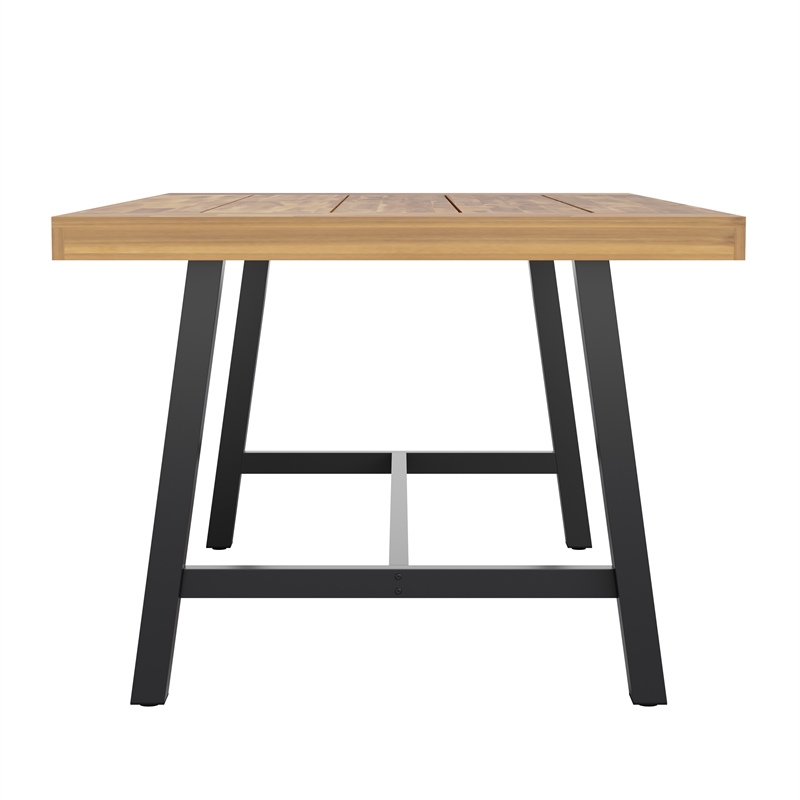 Afuera Living Acacia Wood Top Patio Table with Metal Base in Natural/Black