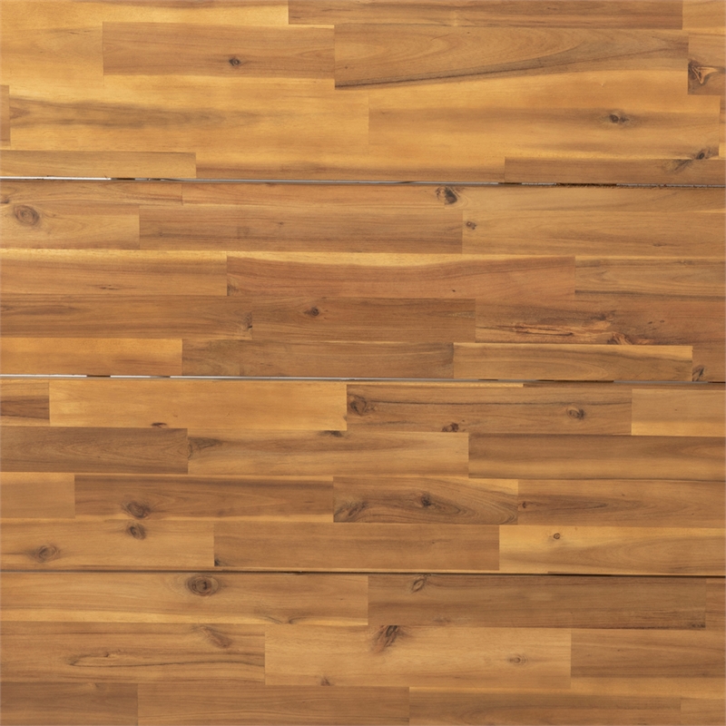 Afuera Living Acacia Wood Top Patio Table with Metal Base in Natural/Black