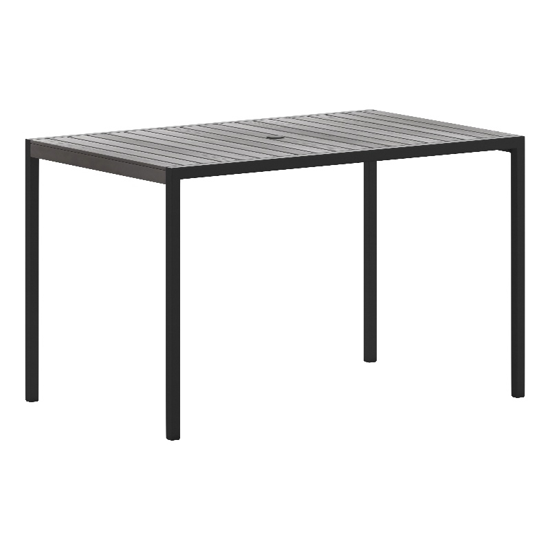 Afuera Living Patio Dining Table with Gray Wash Faux Teak Slat Top - Seats 4