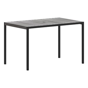 Afuera Living Patio Dining Table with Gray Wash Faux Teak Slat Top - Seats 4