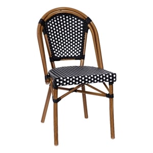 Afuera Living Paris Chair with Bamboo Print Aluminum Frame in Black/White