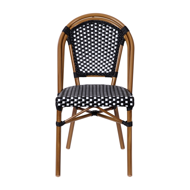 Afuera Living Paris Chair with Bamboo Print Aluminum Frame in Black/White