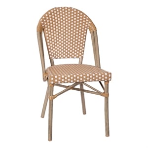 Afuera Living Paris Chair in Bamboo Print Aluminum Frame in Natural/White