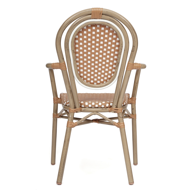 Afuera Living Paris Chair with Bamboo Print Metal Frame in Natural/White
