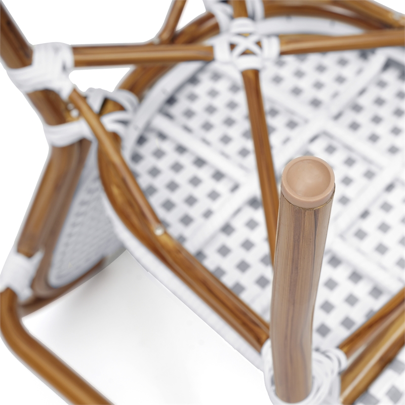 Afuera Living Paris Chair with Bamboo Print Metal Frame in White/Gray