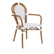 Afuera Living Paris Chair with Bamboo Print Metal Frame in White/Gray
