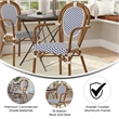 Afuera Living Paris Chair with Bamboo Print Metal Frame in White/Navy