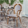 Afuera Living Paris Chair with Bamboo Print Metal Frame in White/Navy