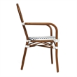 Afuera Living Paris Chair with Bamboo Print Metal Frame in White/Navy