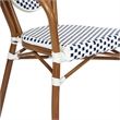 Afuera Living Paris Chair with Bamboo Print Metal Frame in White/Navy